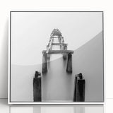 Minimalist Pier in Mist - Black and White Fine Art Photography