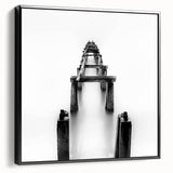 Minimalist Pier in Mist - Black and White Fine Art Photography