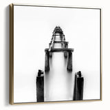 Minimalist Pier in Mist - Black and White Fine Art Photography
