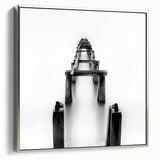 Minimalist Pier in Mist - Black and White Fine Art Photography
