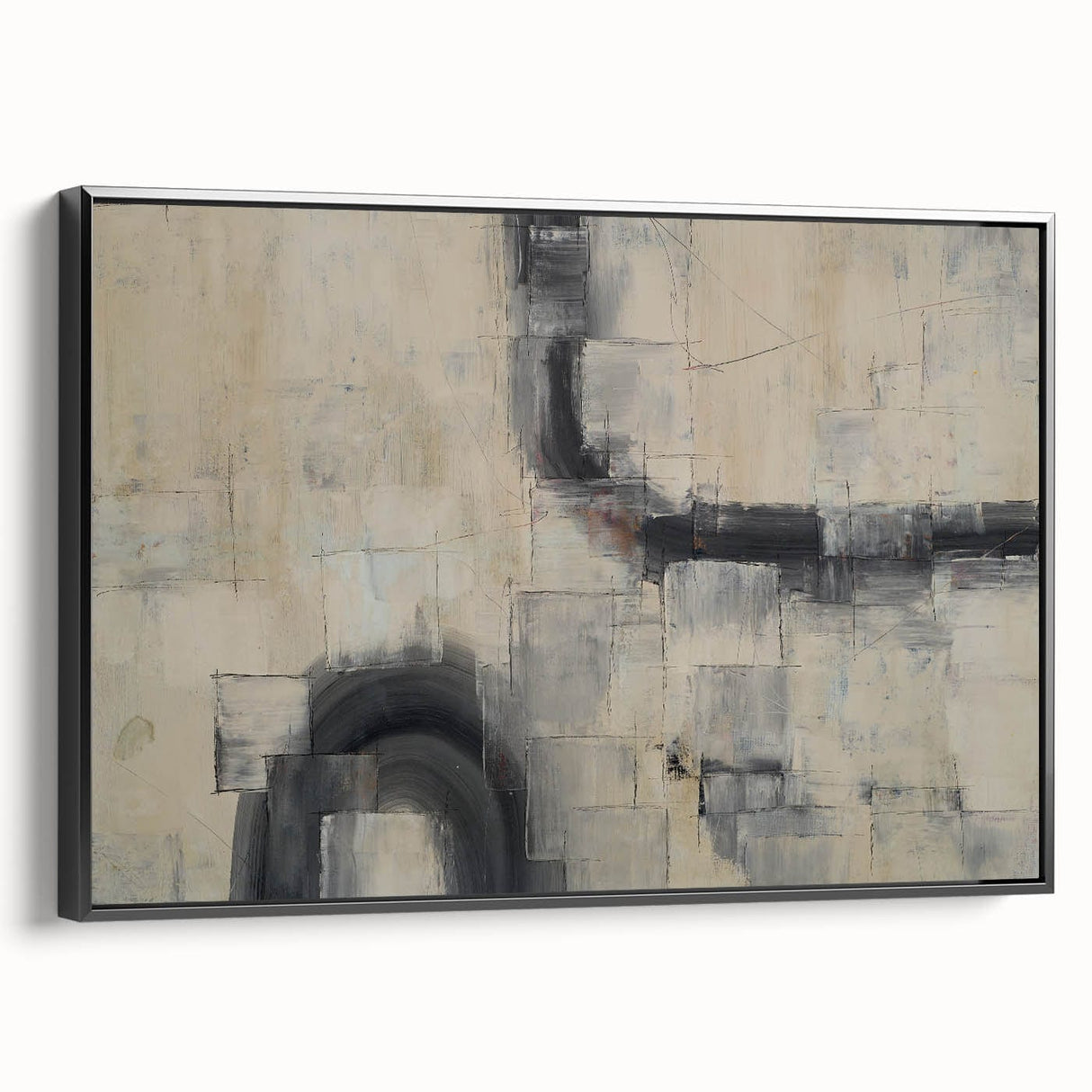 Minimalist Moody Modern Wall Art - Abstract Beige & Gray Print