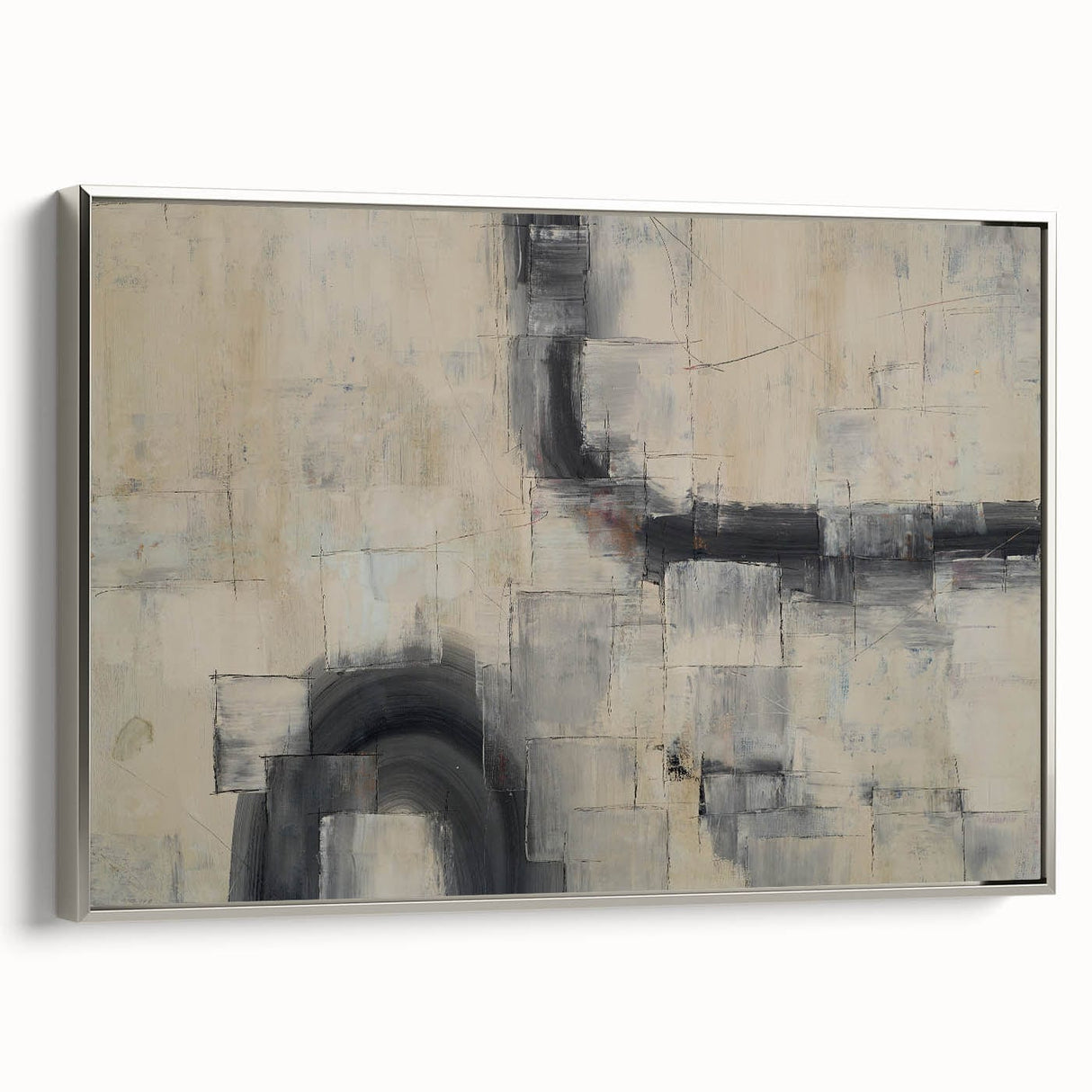 Minimalist Moody Modern Wall Art - Abstract Beige & Gray Print