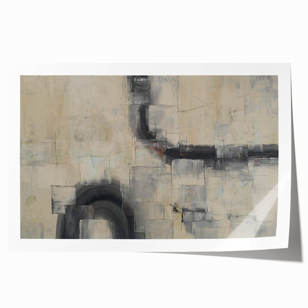 Minimalist Moody Modern Wall Art - Abstract Beige & Gray Print