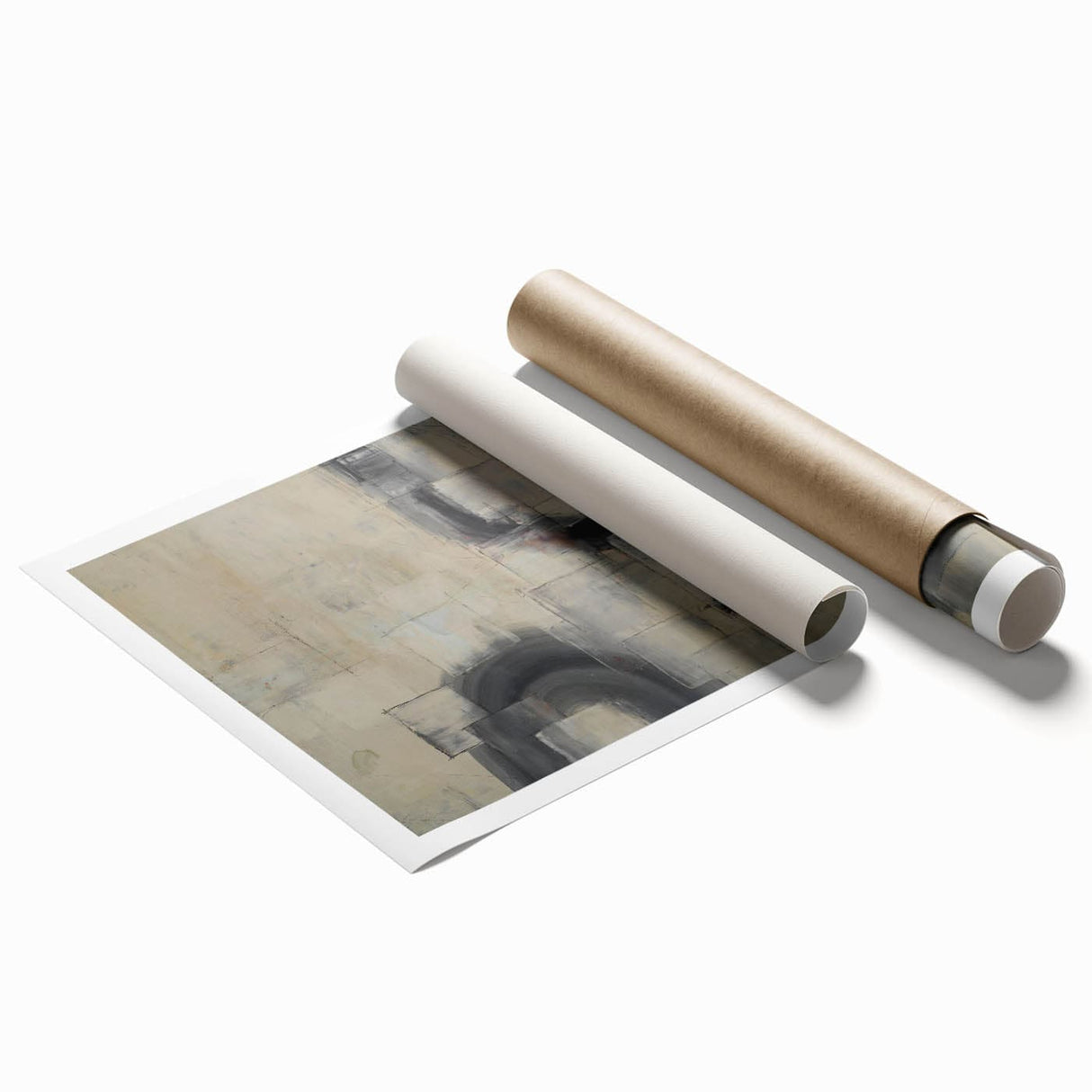 Minimalist Moody Modern Wall Art - Abstract Beige & Gray Print