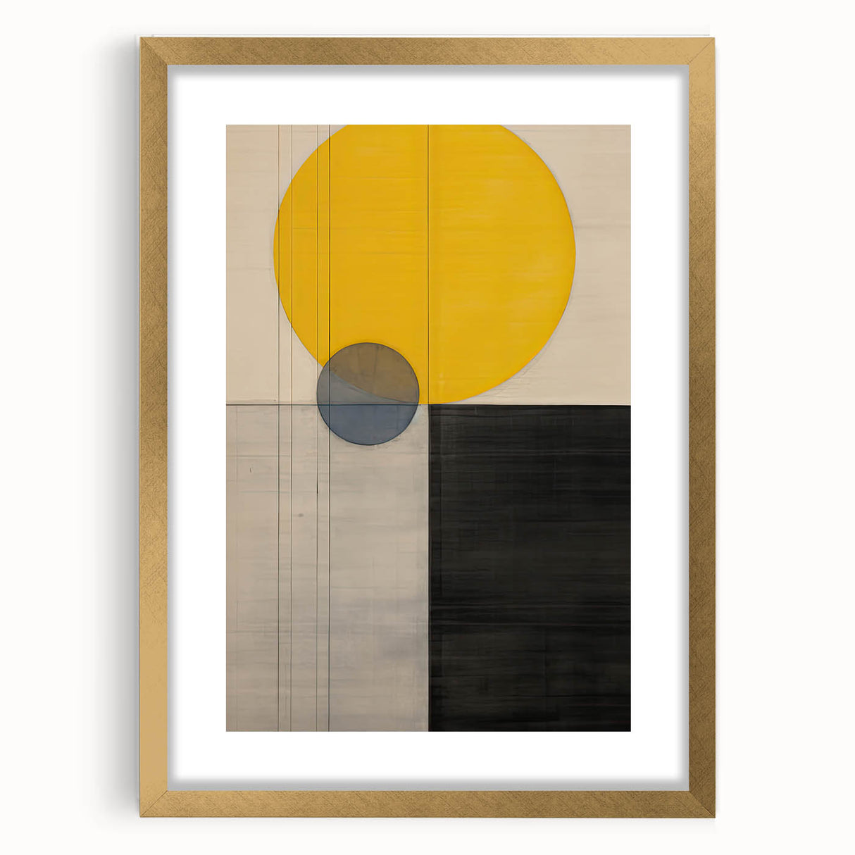 Minimalist Abstract Canvas Prints – Yellow & Gray Geometric Wall Art