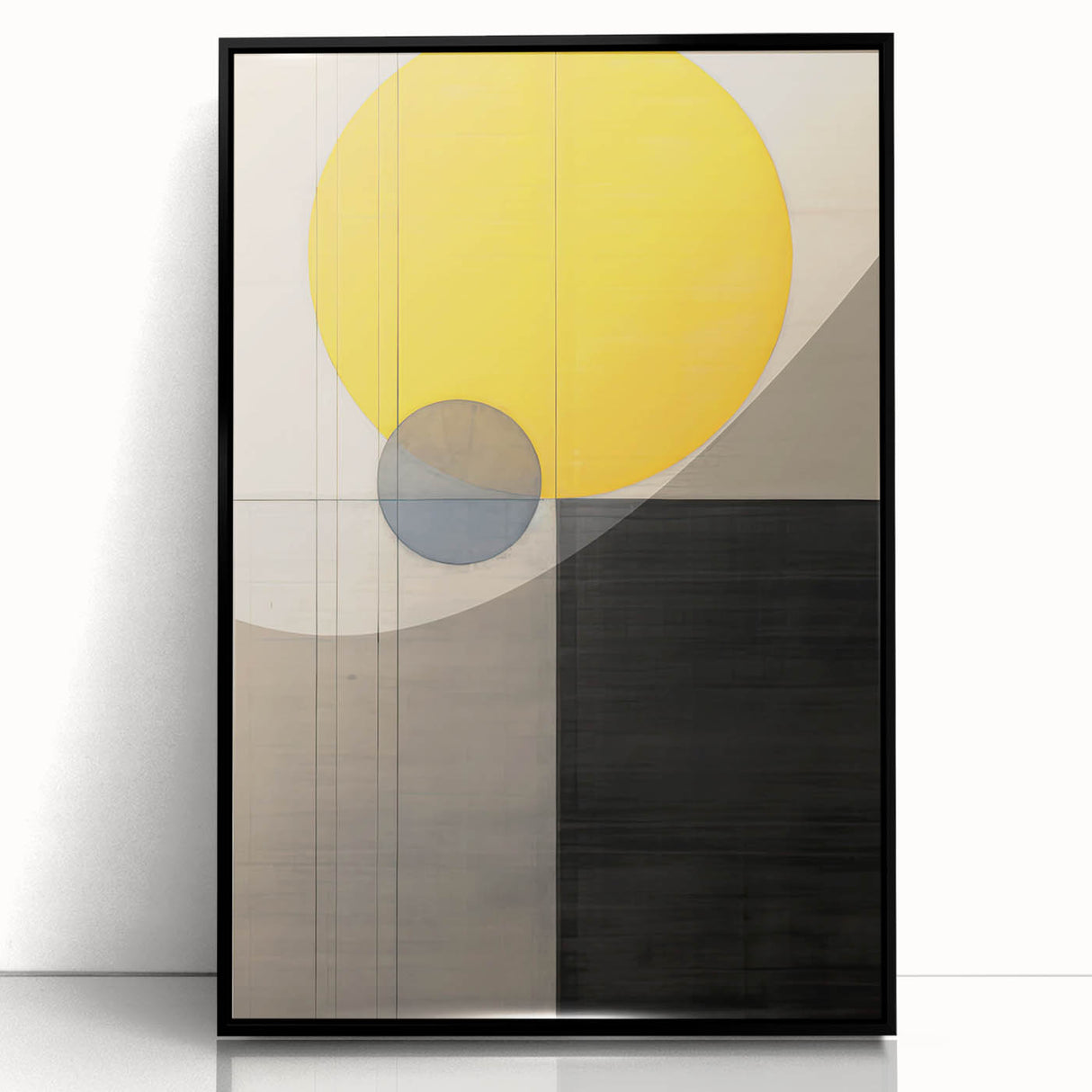 Minimalist Abstract Canvas Prints – Yellow & Gray Geometric Wall Art