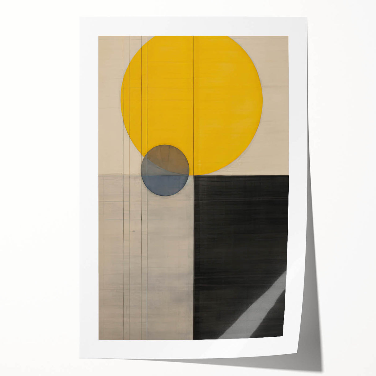 Minimalist Abstract Canvas Prints – Yellow & Gray Geometric Wall Art