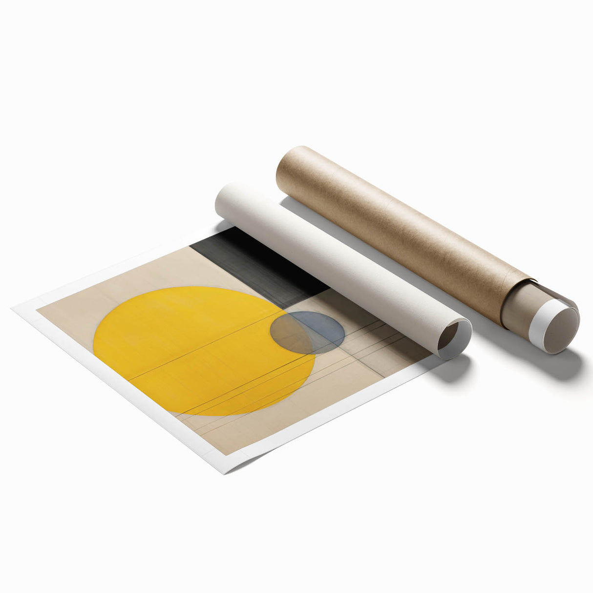 Minimalist Abstract Canvas Prints – Yellow & Gray Geometric Wall Art