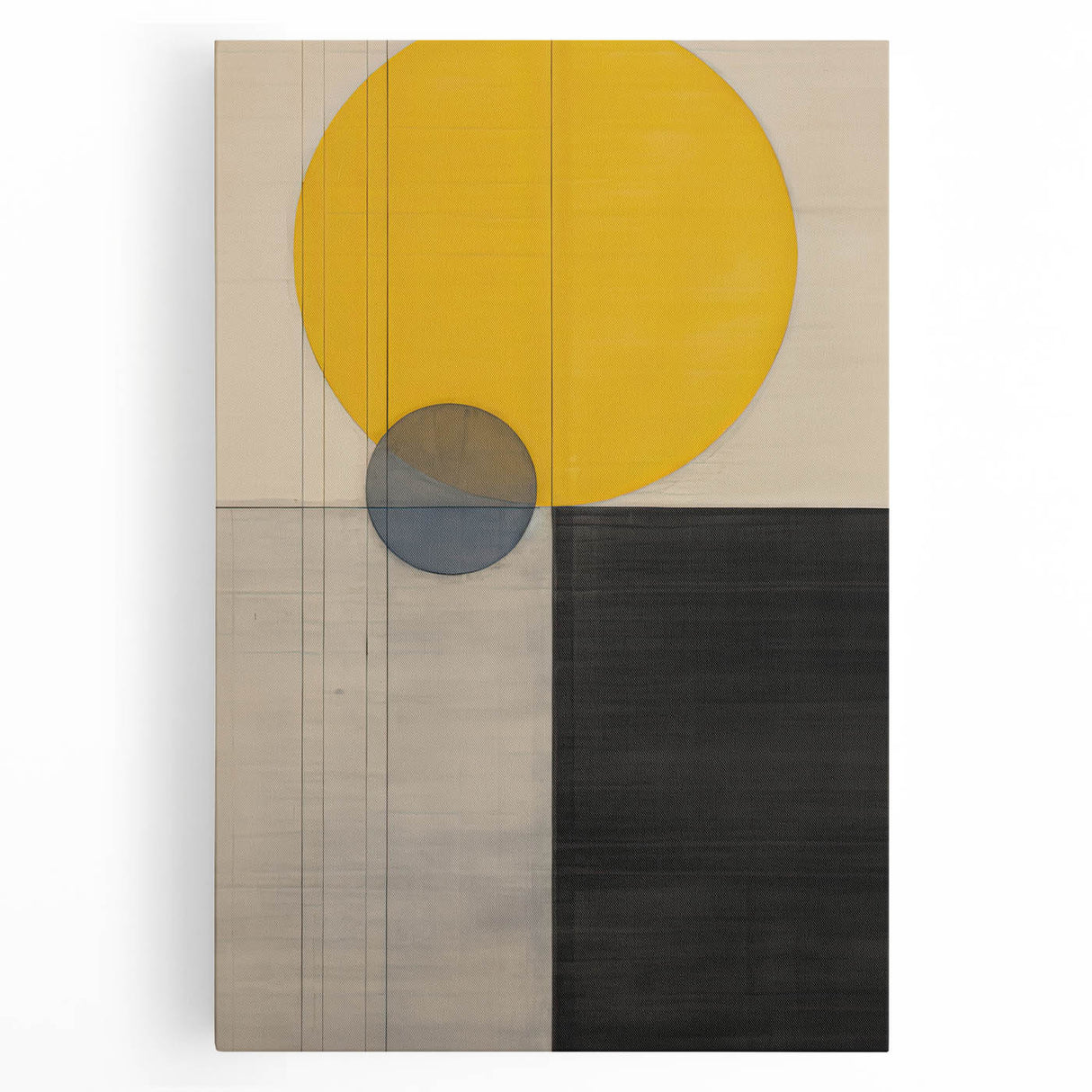 Minimalist Abstract Canvas Prints – Yellow & Gray Geometric Wall Art