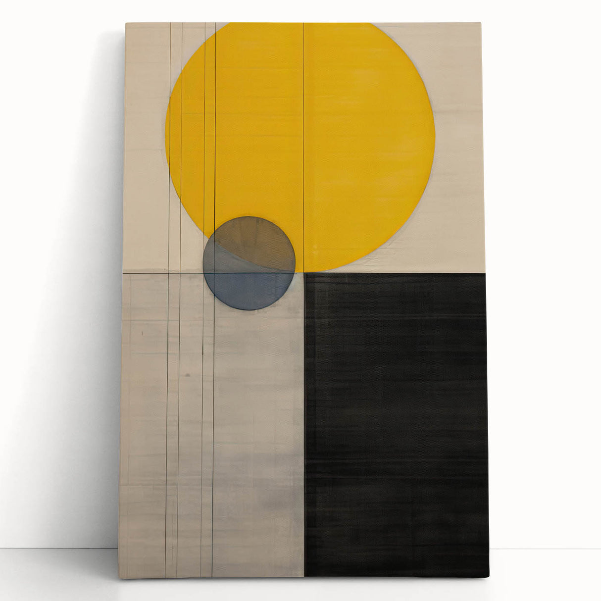 Minimalist Abstract Canvas Prints – Yellow & Gray Geometric Wall Art