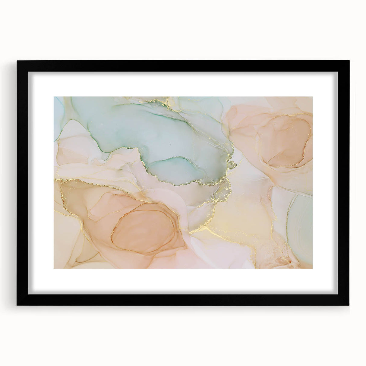 Neutral Abstract Prints – Pastel Dream Art with Gold Accents