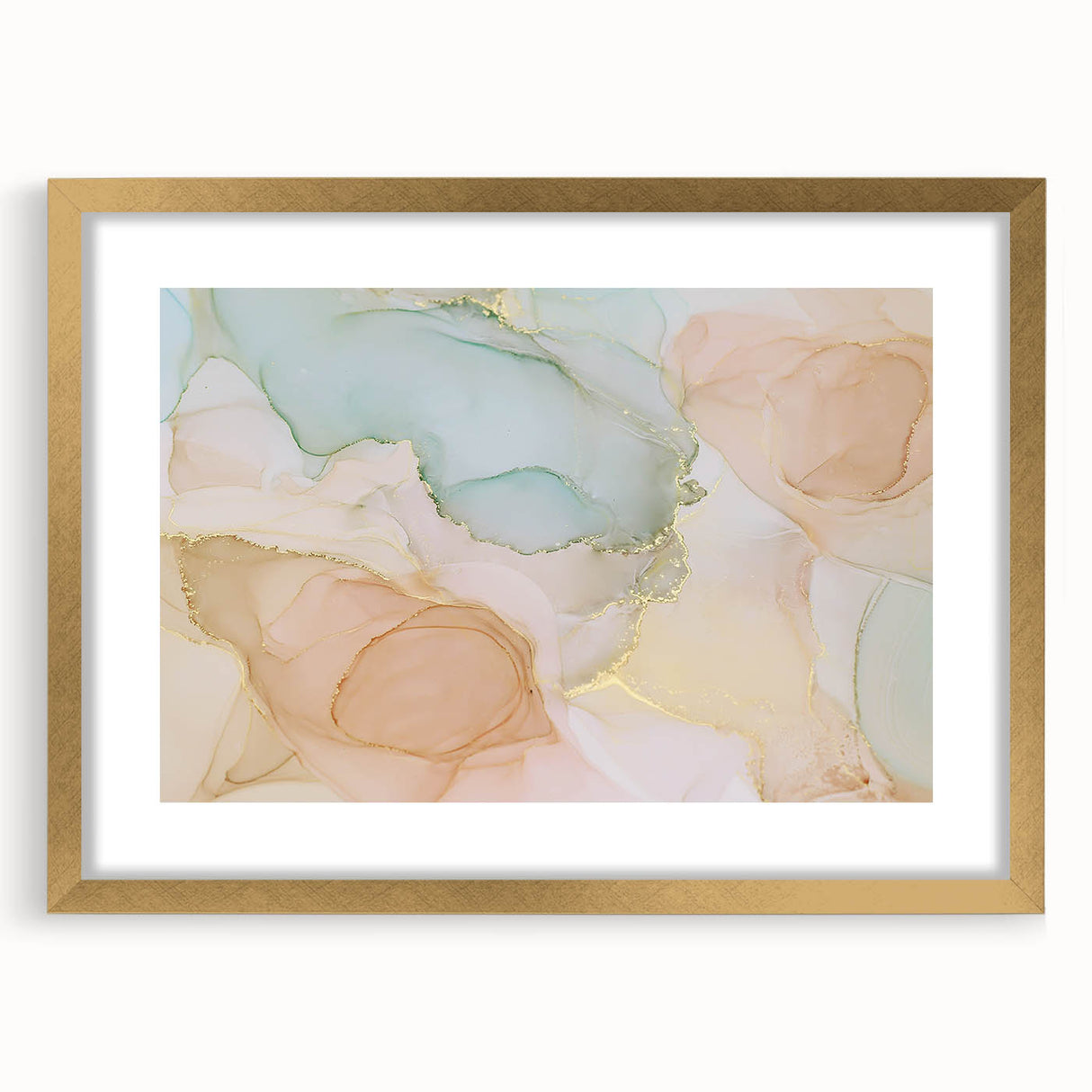 Neutral Abstract Prints – Pastel Dream Art with Gold Accents