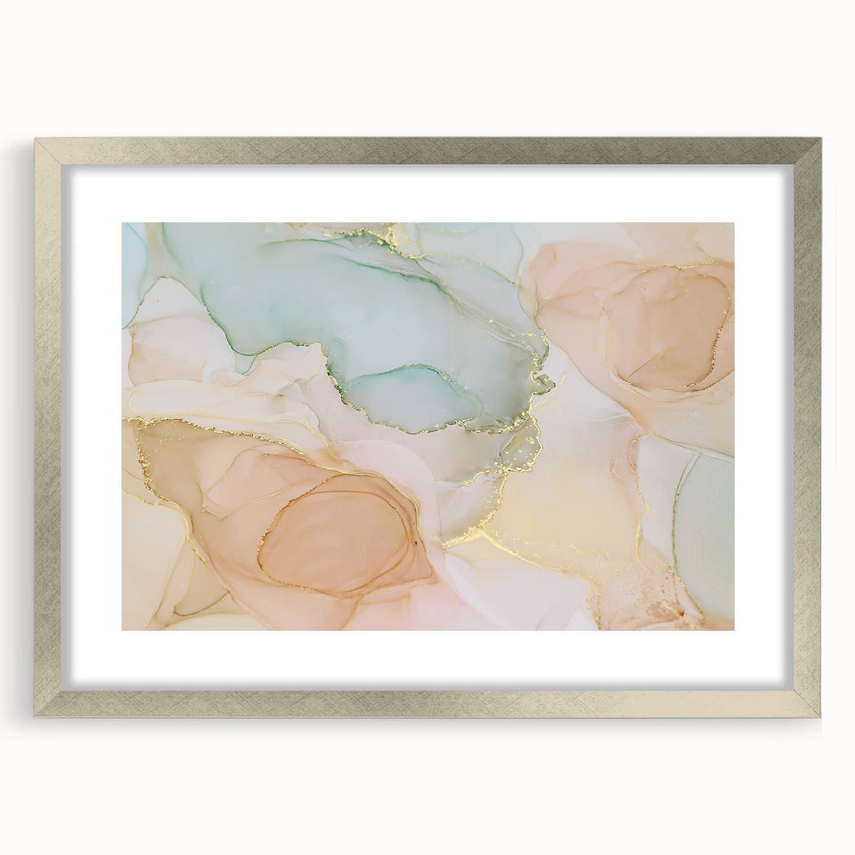 Neutral Abstract Prints – Pastel Dream Art with Gold Accents