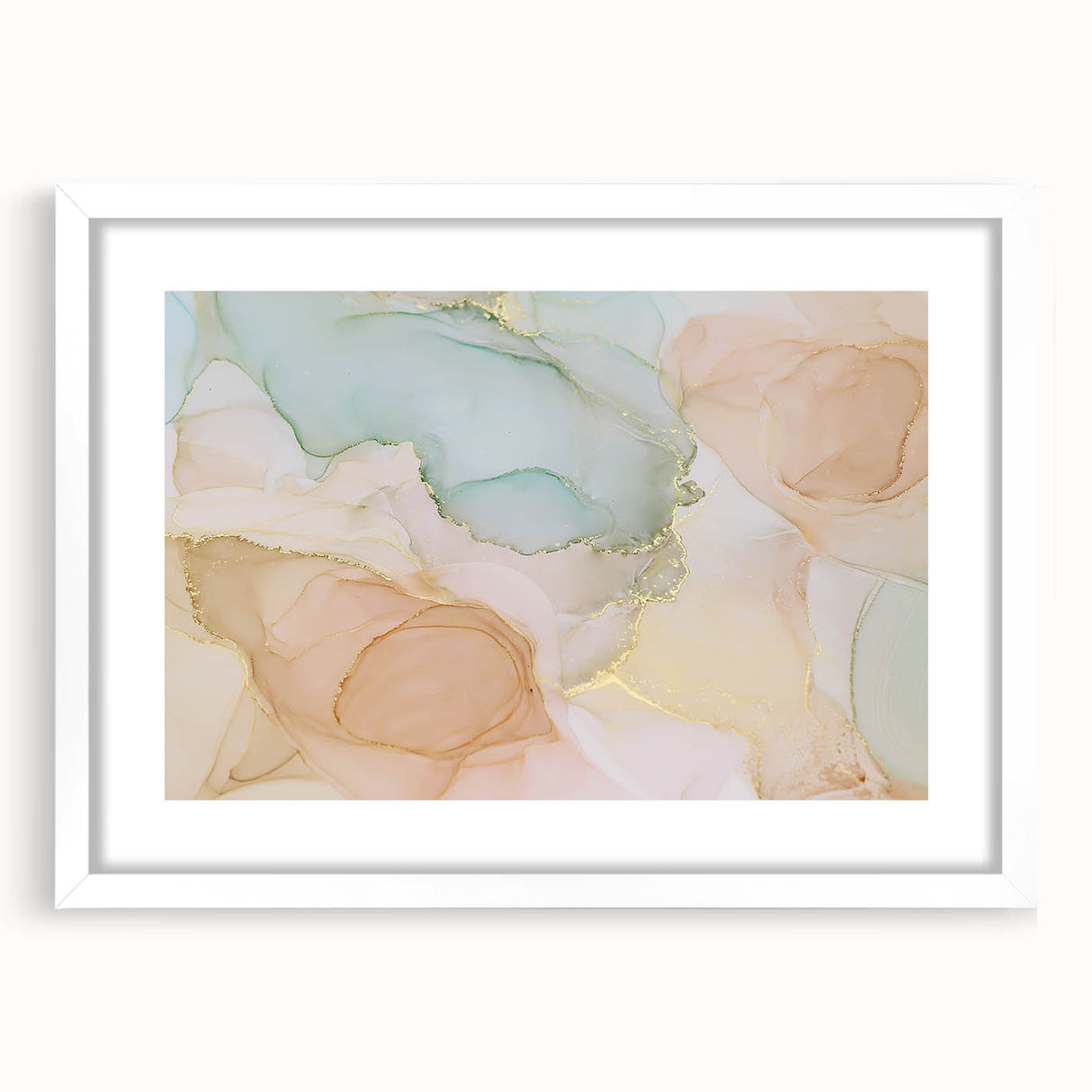 Neutral Abstract Prints – Pastel Dream Art with Gold Accents