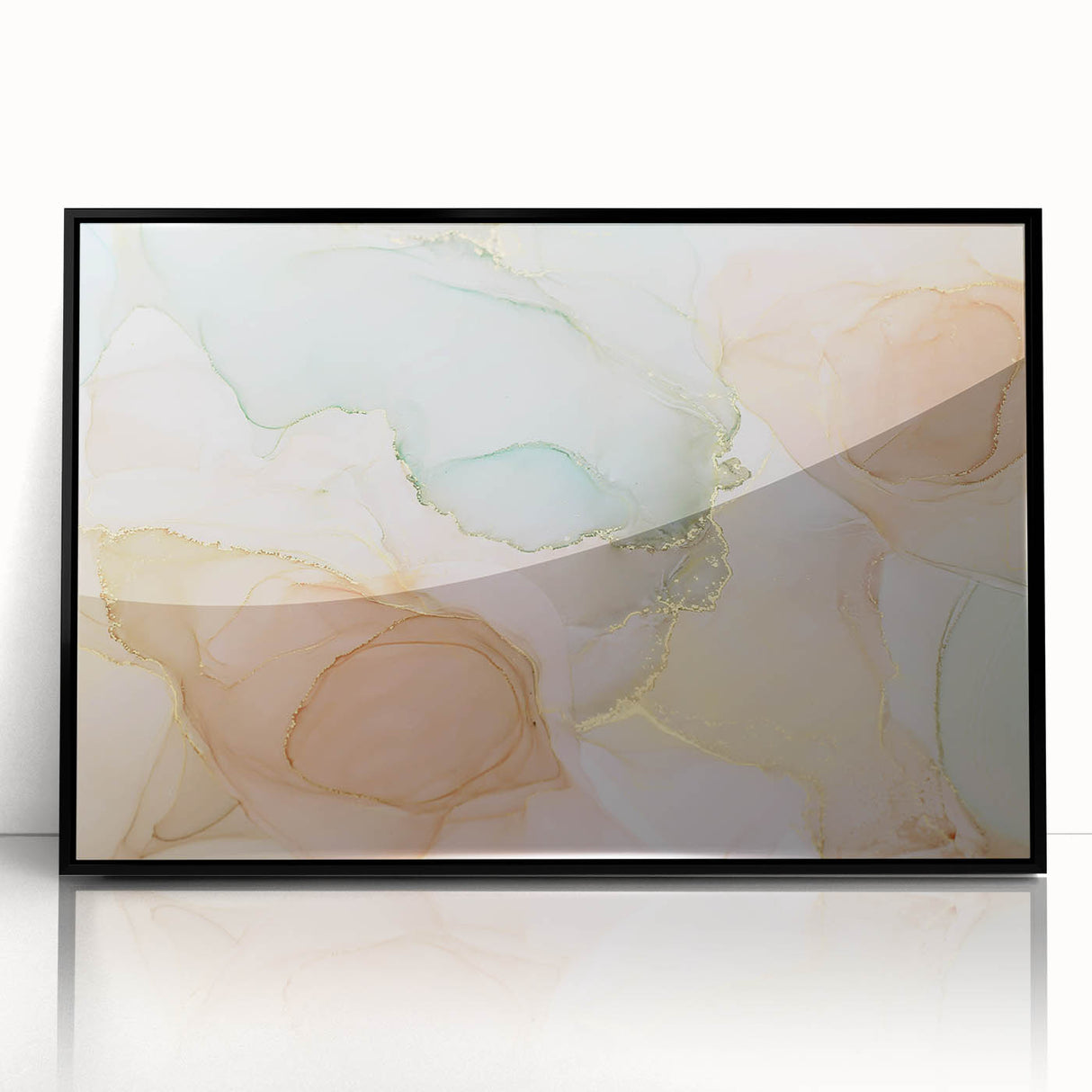 Neutral Abstract Prints – Pastel Dream Art with Gold Accents
