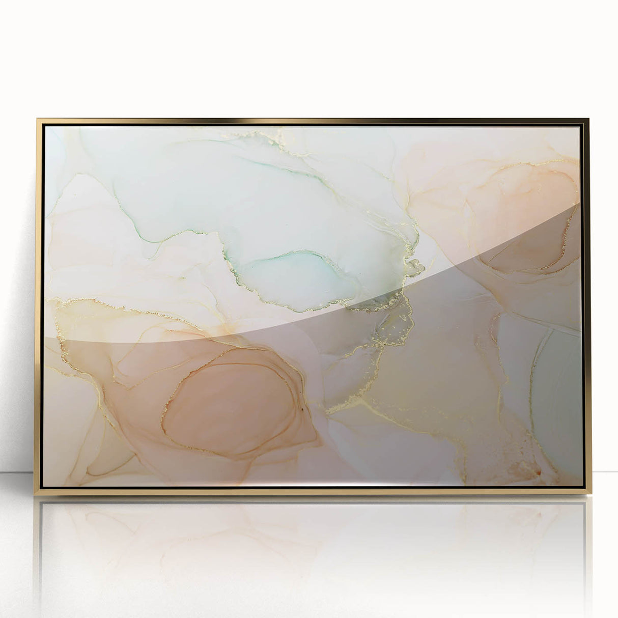 Neutral Abstract Prints – Pastel Dream Art with Gold Accents