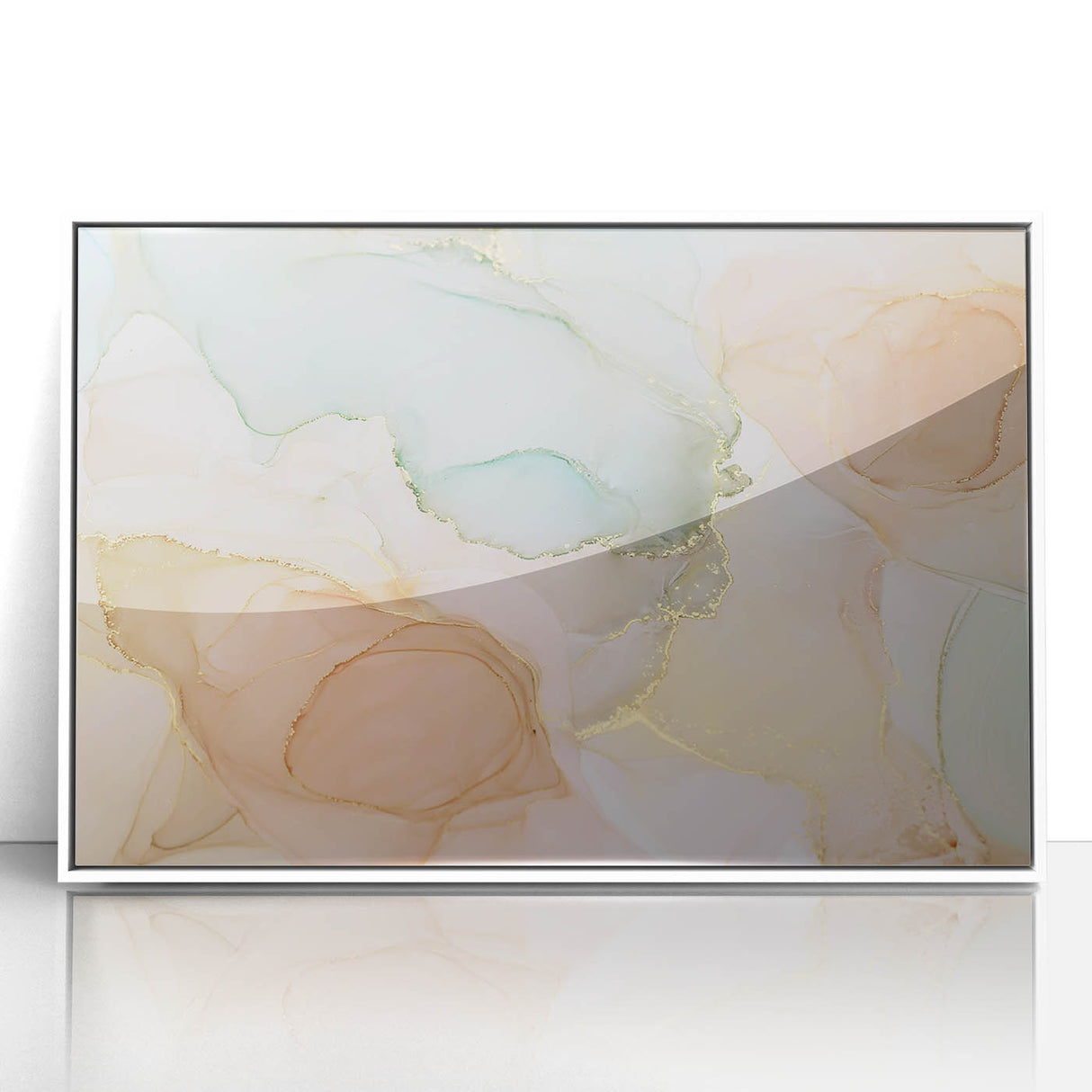 Neutral Abstract Prints – Pastel Dream Art with Gold Accents