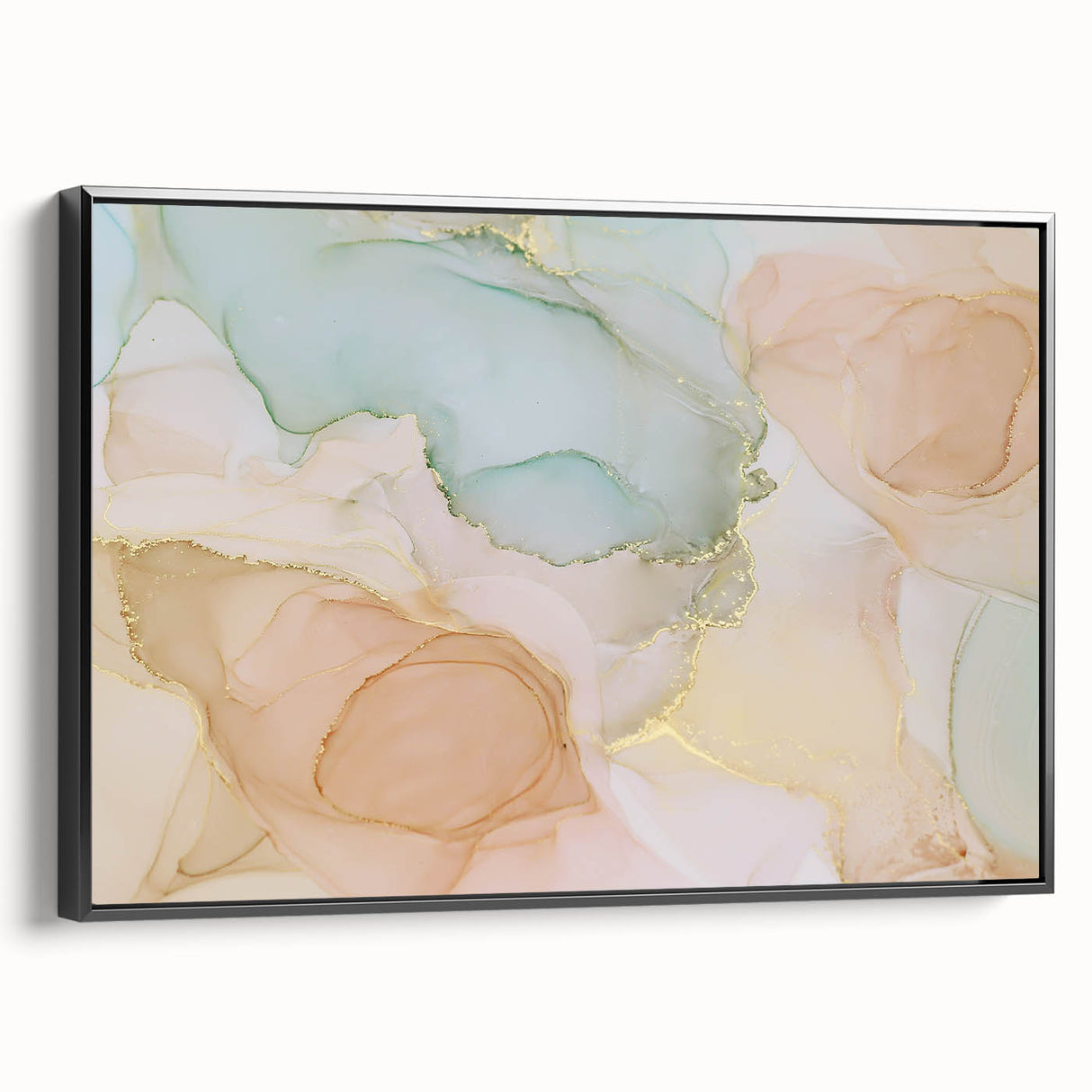 Neutral Abstract Prints – Pastel Dream Art with Gold Accents