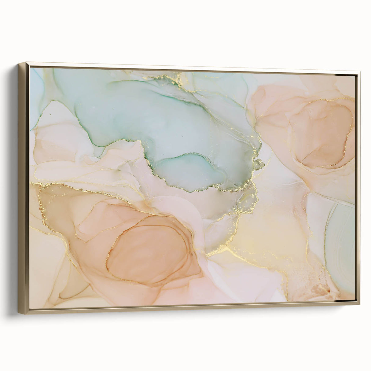 Neutral Abstract Prints – Pastel Dream Art with Gold Accents