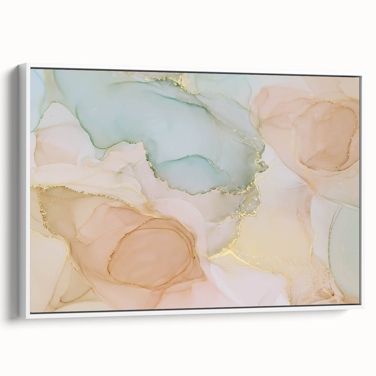 Neutral Abstract Prints – Pastel Dream Art with Gold Accents