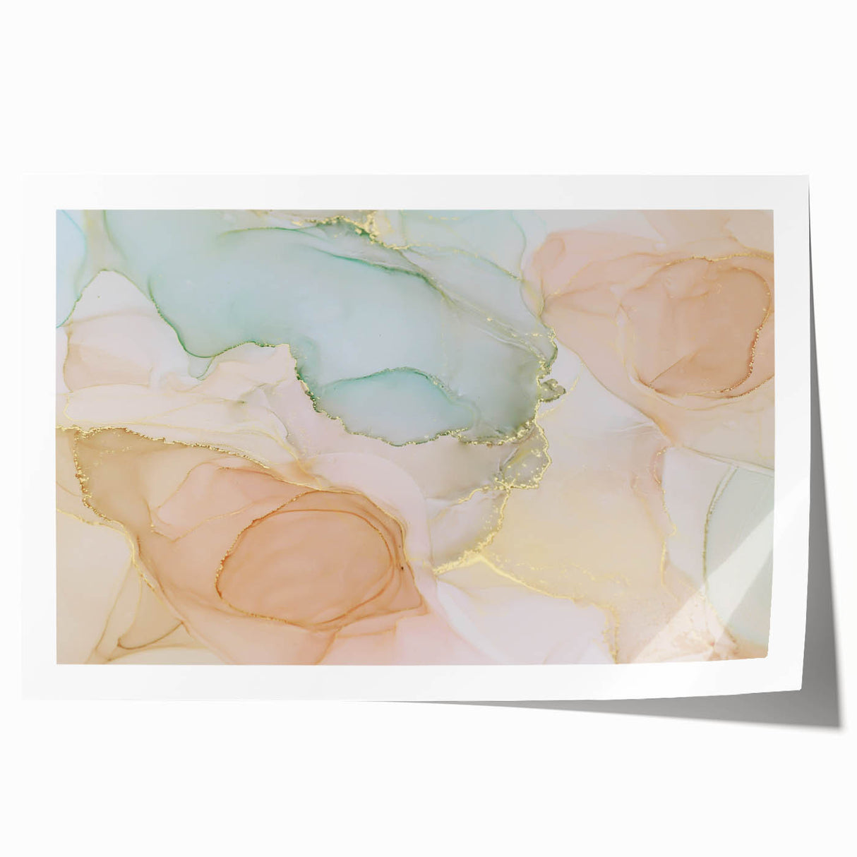 Neutral Abstract Prints – Pastel Dream Art with Gold Accents