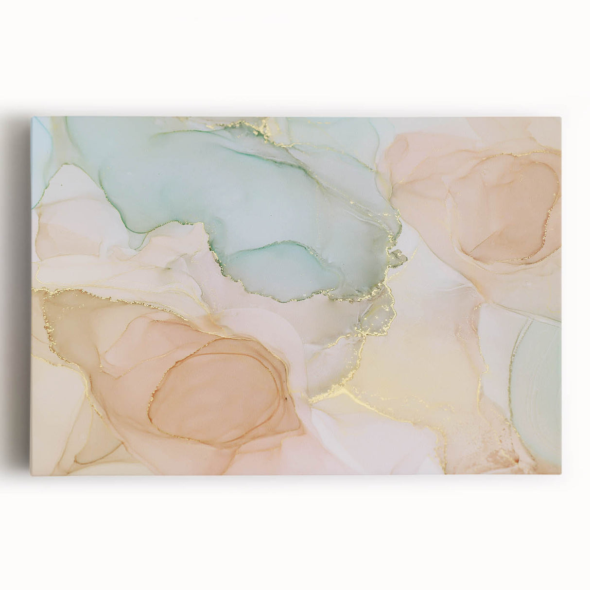Neutral Abstract Prints – Pastel Dream Art with Gold Accents