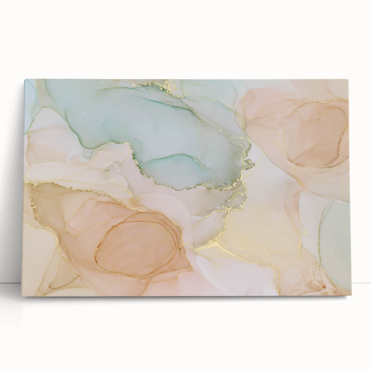 Neutral Abstract Prints – Pastel Dream Art with Gold Accents