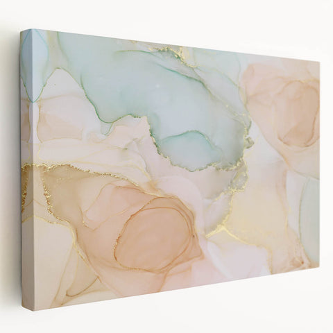 Neutral Abstract Prints – Pastel Dream Art with Gold Accents