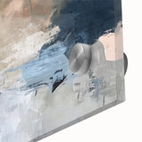 Abstract Earth Tone Art – Modern Oil Painting with Blue and Beige