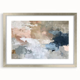 Abstract Earth Tone Art – Modern Oil Painting with Blue and Beige