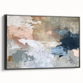Abstract Earth Tone Art – Modern Oil Painting with Blue and Beige