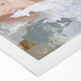 Abstract Earth Tone Art – Modern Oil Painting with Blue and Beige