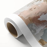 Abstract Earth Tone Art – Modern Oil Painting with Blue and Beige