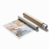 Abstract Earth Tone Art – Modern Oil Painting with Blue and Beige