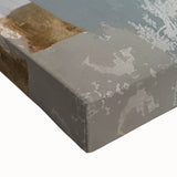 Abstract Earth Tone Art – Modern Oil Painting with Blue and Beige