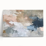 Abstract Earth Tone Art – Modern Oil Painting with Blue and Beige