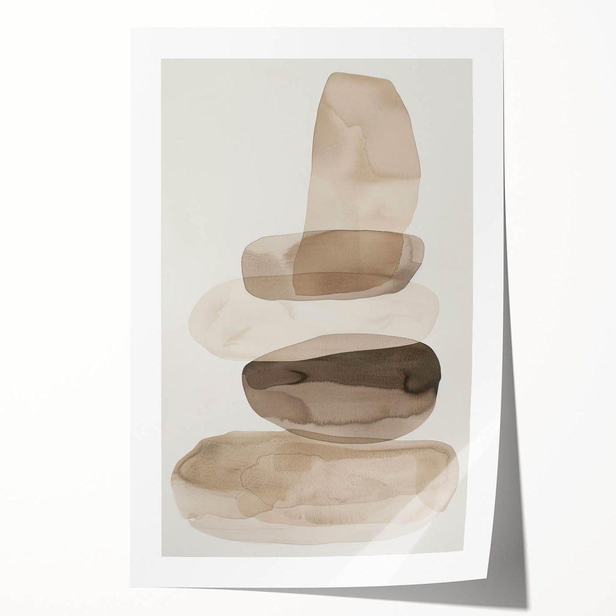 Minimalist Wall Art for Modern Interiors – Stacked Beige Abstract Print