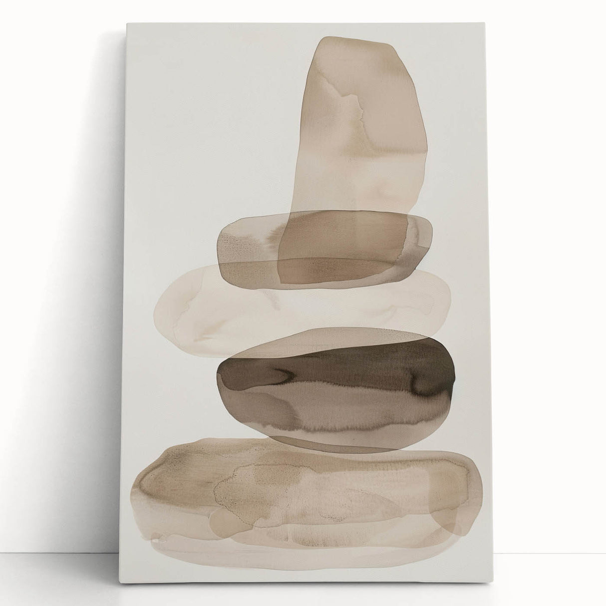 Minimalist Wall Art for Modern Interiors – Stacked Beige Abstract Print