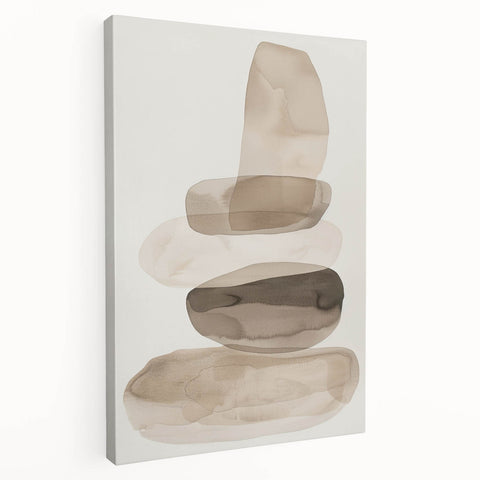 Minimalist Wall Art for Modern Interiors – Stacked Beige Abstract Print