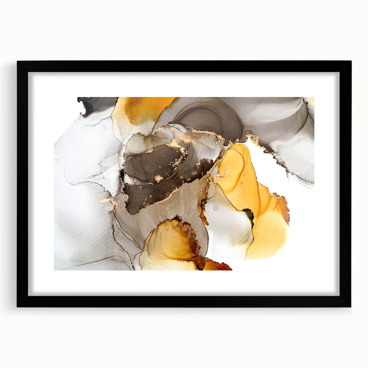 Fluid Acrylic Wall Decor in Gold and Gray - Abstract Fluid Canvas Art