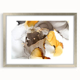 Fluid Acrylic Wall Decor in Gold and Gray - Abstract Fluid Canvas Art