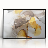 Fluid Acrylic Wall Decor in Gold and Gray - Abstract Fluid Canvas Art