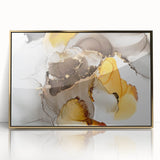 Fluid Acrylic Wall Decor in Gold and Gray - Abstract Fluid Canvas Art