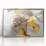 Fluid Acrylic Wall Decor in Gold and Gray - Abstract Fluid Canvas Art