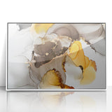 Fluid Acrylic Wall Decor in Gold and Gray - Abstract Fluid Canvas Art
