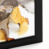 Fluid Acrylic Wall Decor in Gold and Gray - Abstract Fluid Canvas Art
