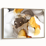Fluid Acrylic Wall Decor in Gold and Gray - Abstract Fluid Canvas Art