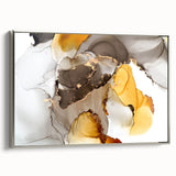 Fluid Acrylic Wall Decor in Gold and Gray - Abstract Fluid Canvas Art