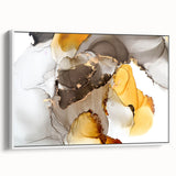 Fluid Acrylic Wall Decor in Gold and Gray - Abstract Fluid Canvas Art