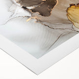 Fluid Acrylic Wall Decor in Gold and Gray - Abstract Fluid Canvas Art